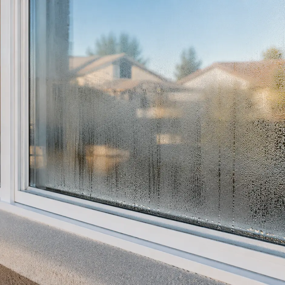 moisture trapped inside a sealed window