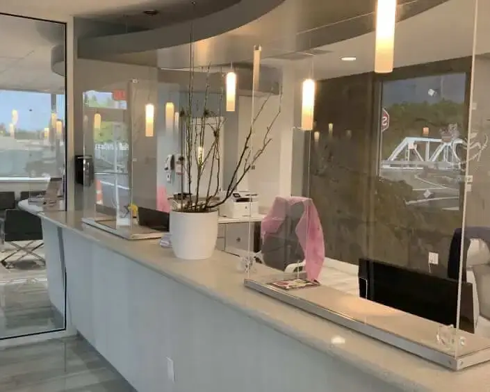 Plexiglass panels for a reception desk